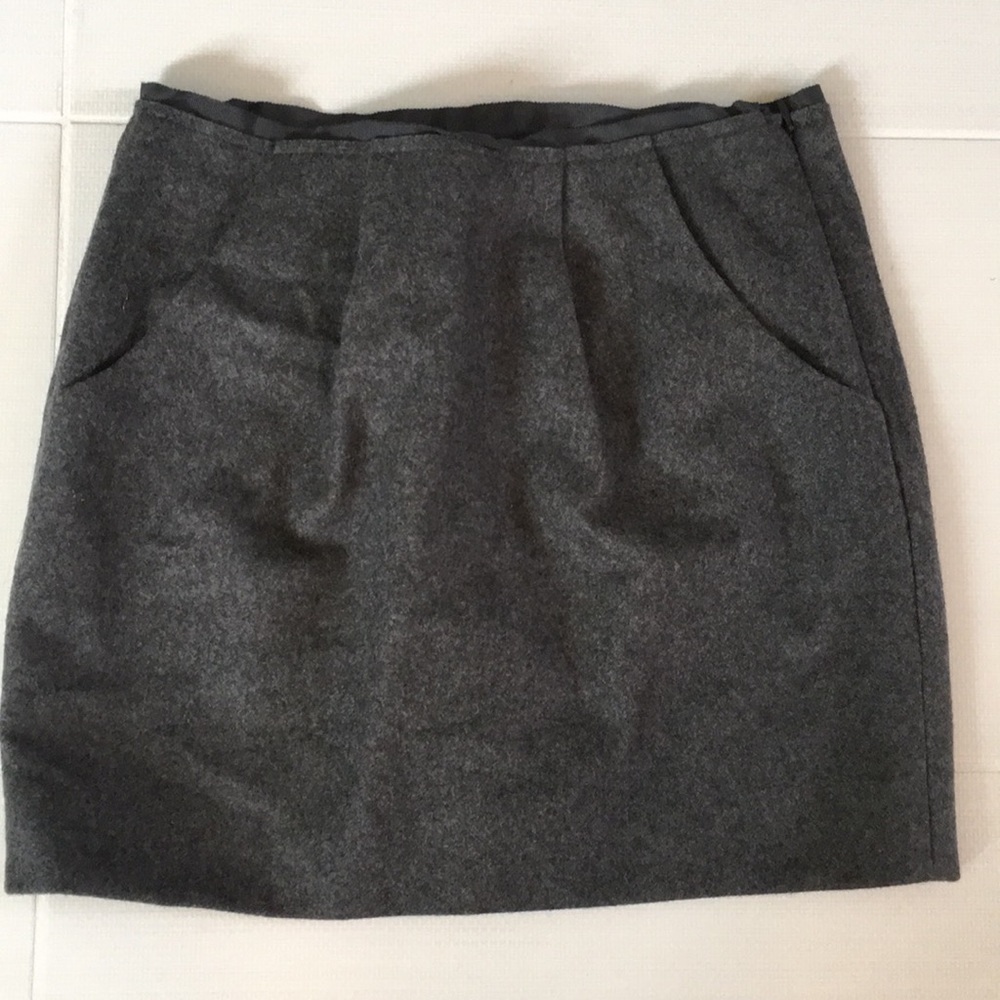 J Crew gray wool pleated skirt